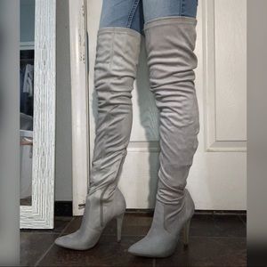 Grey over the knee boots 🤍